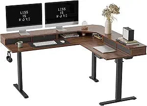 L Shaped Electric Adjustable Height Desk with 4 Drawers for Home Office