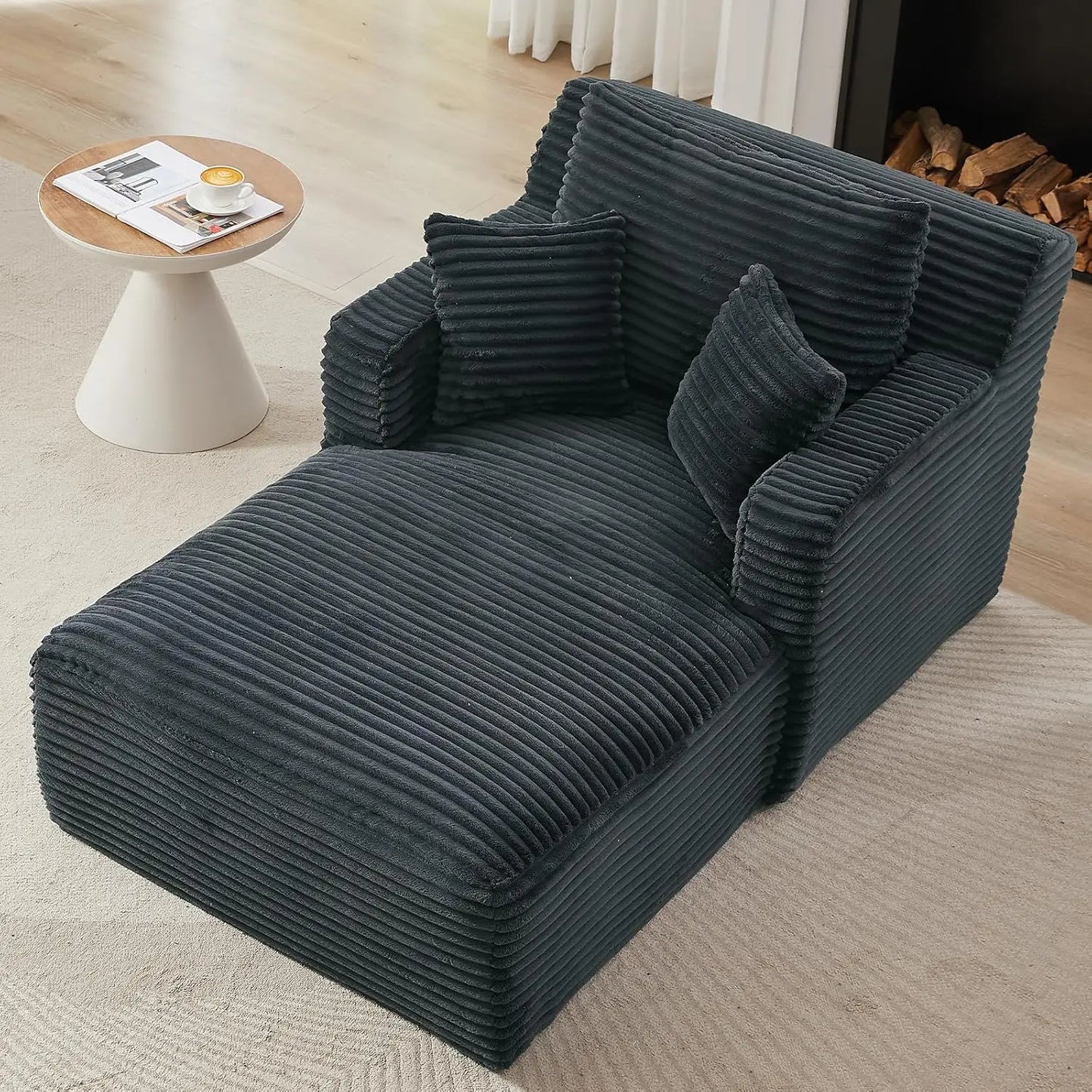 Oversized Chaise Lounge Chair Comfy Corduroy Cloud Couch with Pillows