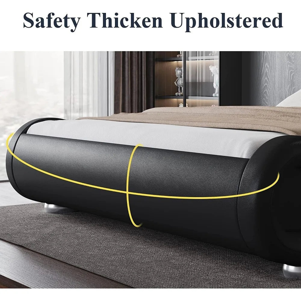 Ljustra Queen Size Bed Frame Adjustable Headboard Sleigh Design Modern