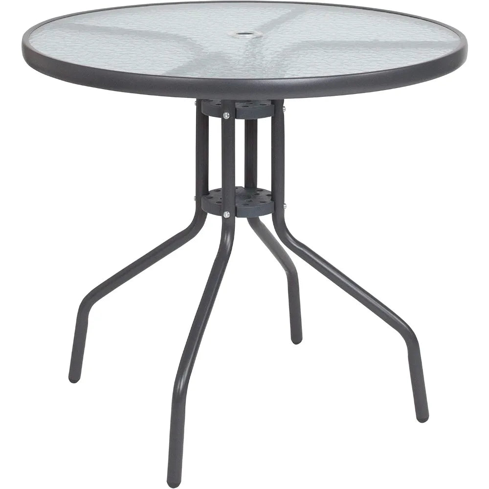 Ljustra 6 Piece Patio Garden Set with Umbrella and 4 Folding Chairs