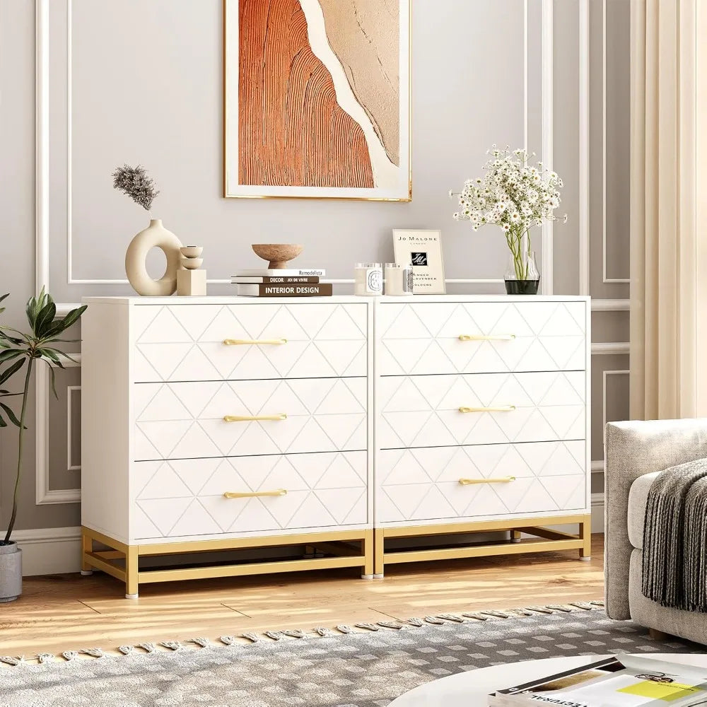 Modern 3 Drawer Dresser Chest of Drawers for Bedroom Storage Solution