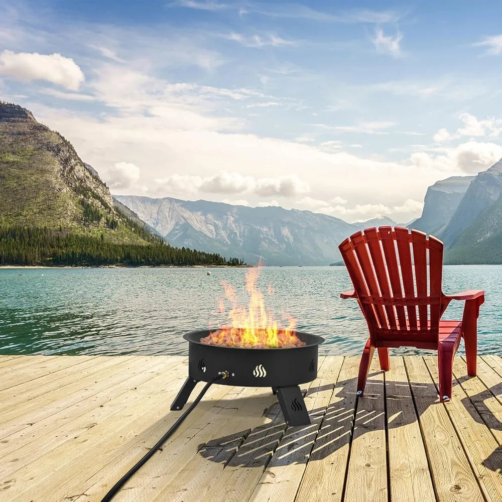 Ljustra Outdoor Propane Fire Pit 19 Inch Portable Smokeless Gas Firebowl