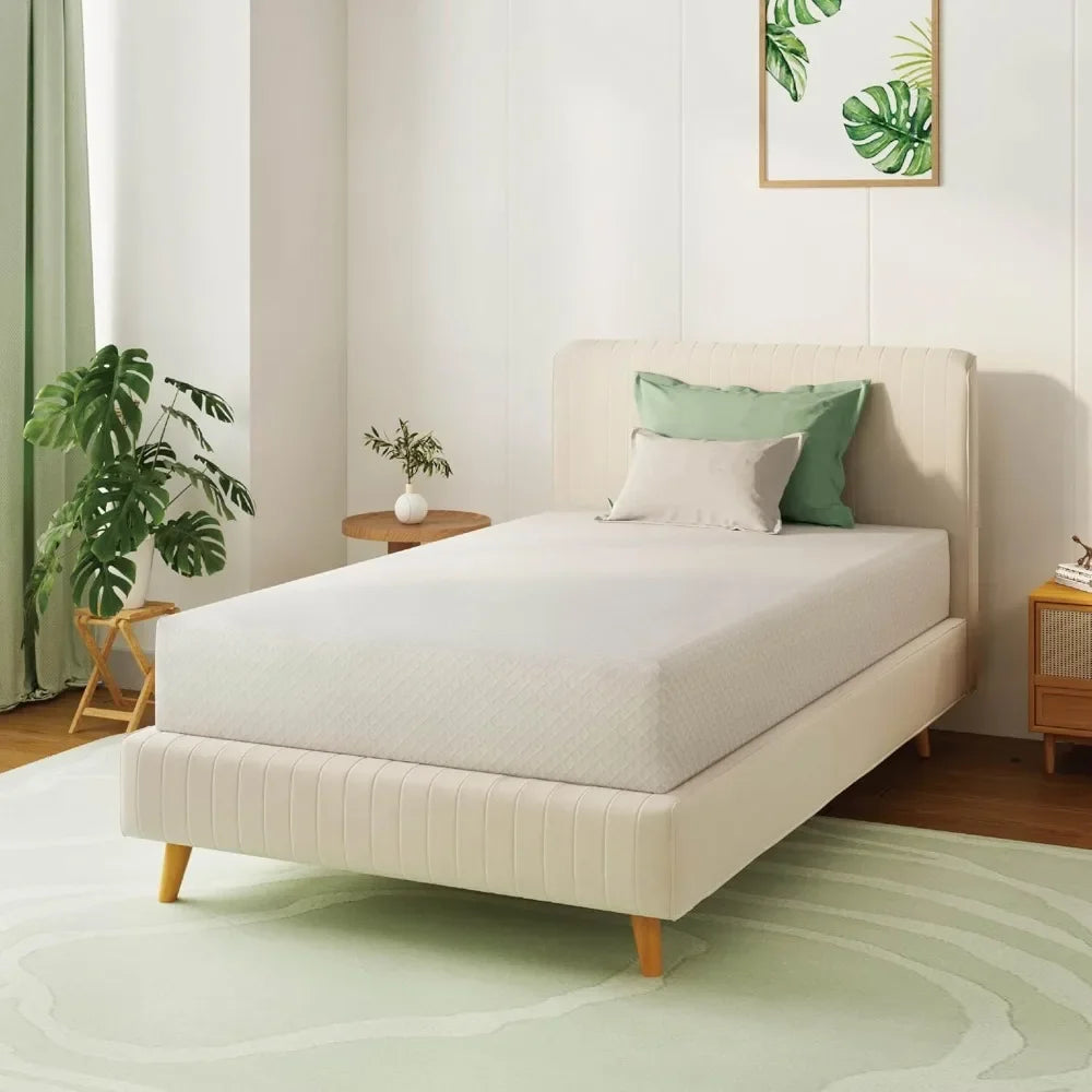 Ljustra TwinXL 10 Inch Green Tea Memory Foam Mattress Removable Cover