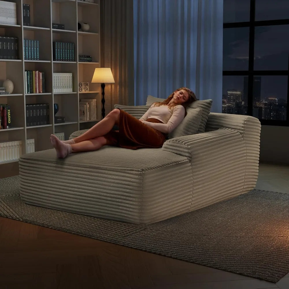68 Inch Chaise Lounge Chair Indoor Plush Cloud Couch Oversized Sofa Bed