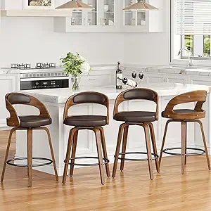 Swivel Bar Stools Set of 4 26 Inch Counter Height Bentwood Bar Chair