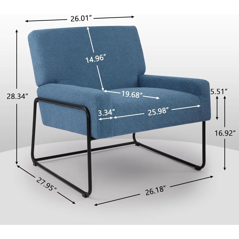 Ljustra Sherpa Accent Chair Modern Upholstered Sofa Living Room
