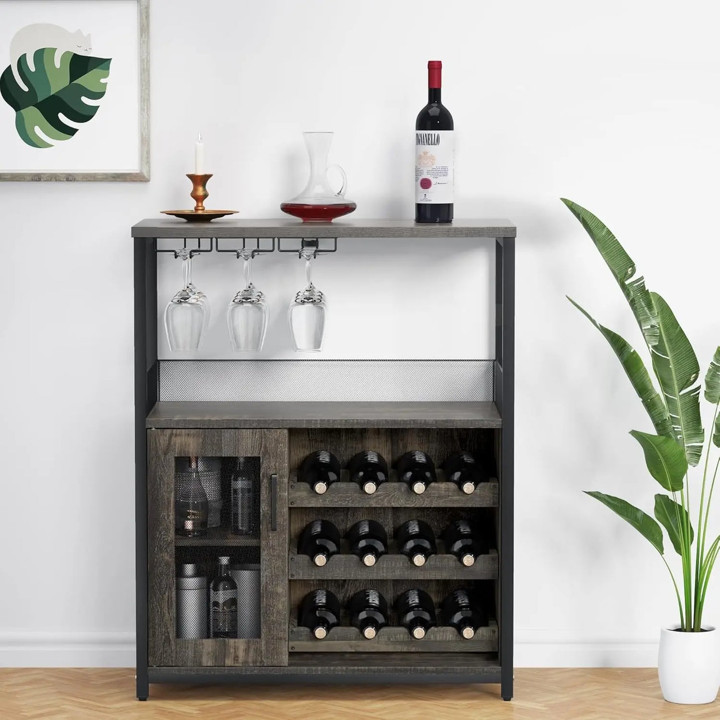 Wine Cabinet Large Storage Detachable Rack Industrial Sideboard Buffet