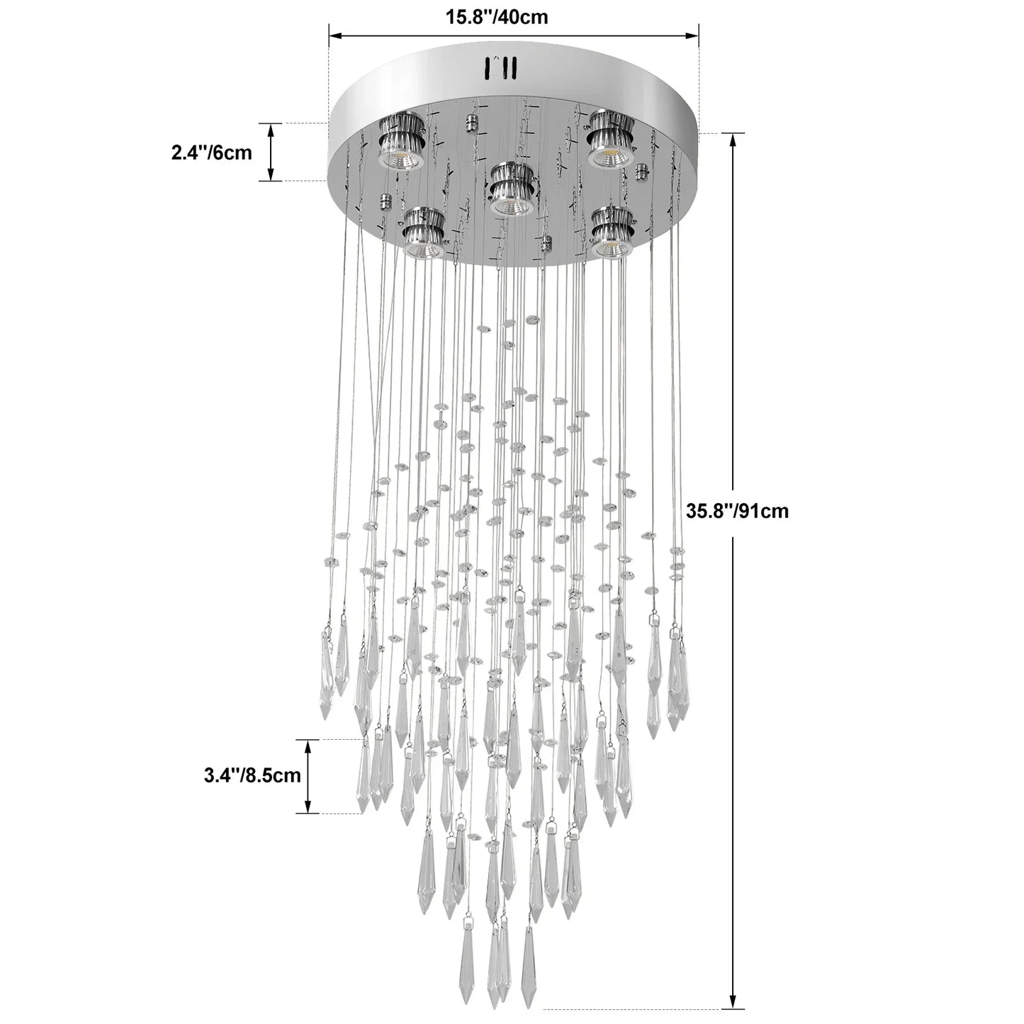 Raindrop LED Crystal Pendant Light Modern Chandelier Ceiling Lamp