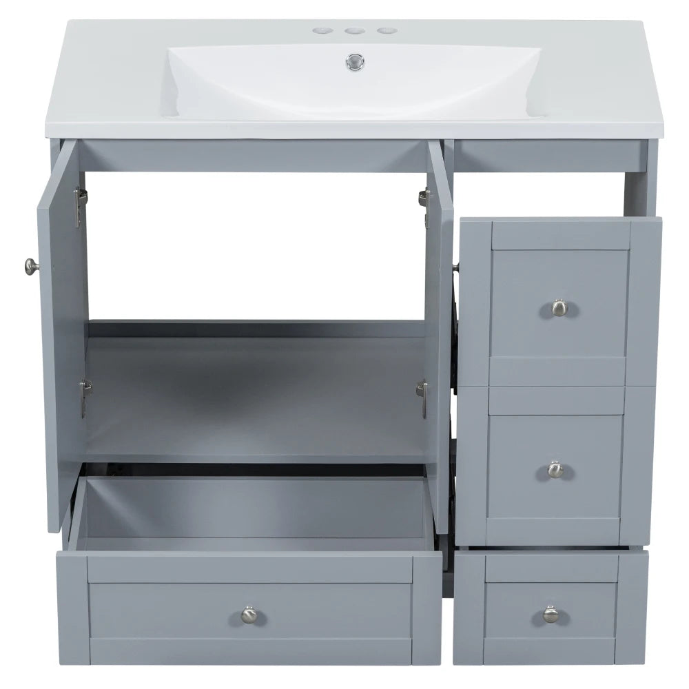 36 Inch Modern Bathroom Vanity with USB Charging and Ample Storage