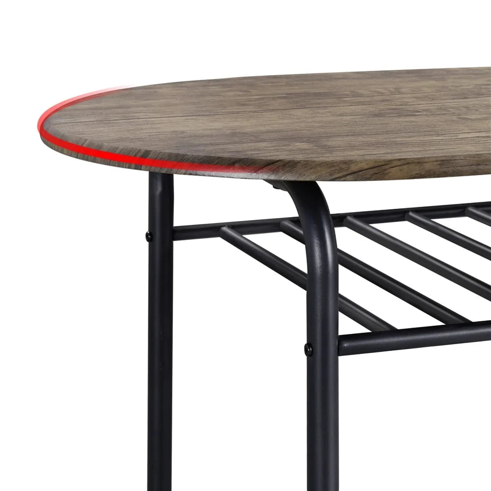 3 Piece Round Dining Table Set with Storage Rack for Kitchen Apartment Office