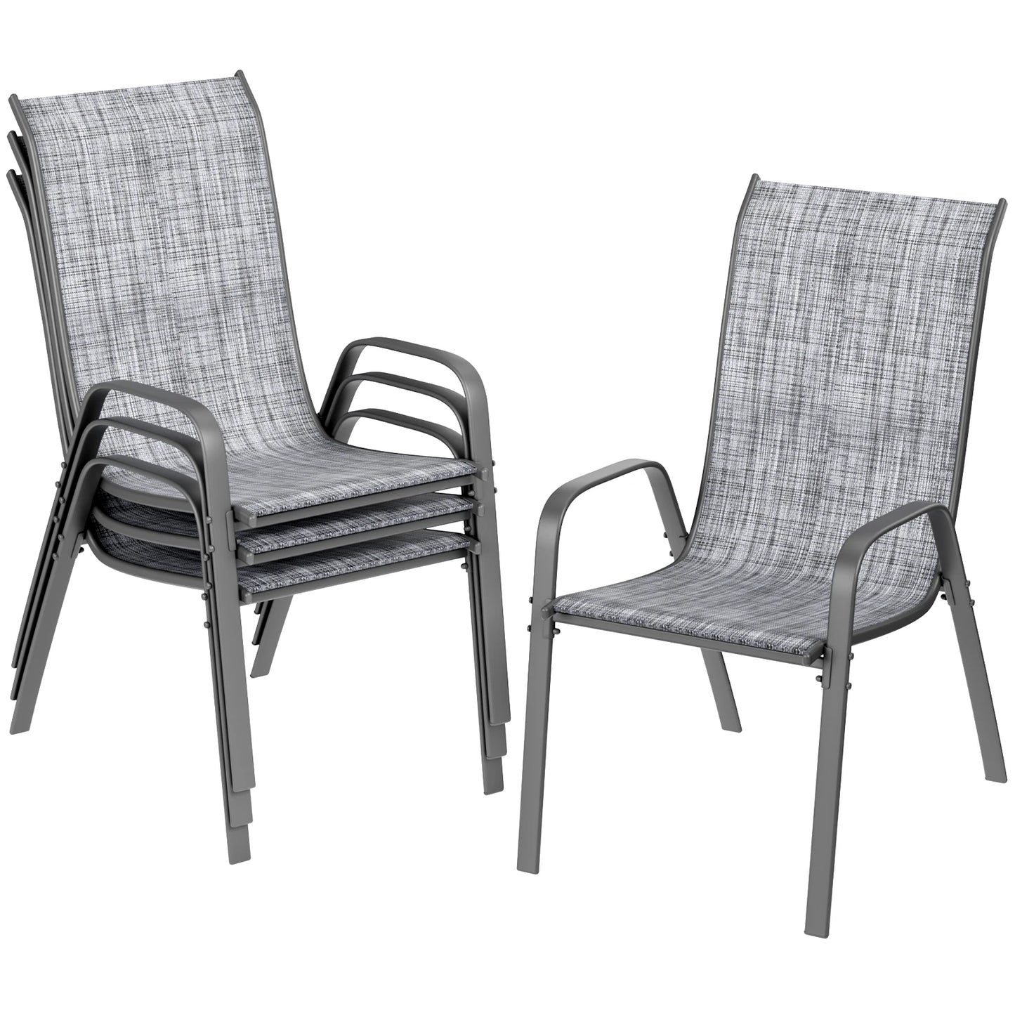 Metal Stackable Outdoor Dining Chairs Set of 4 for Patio Garden
