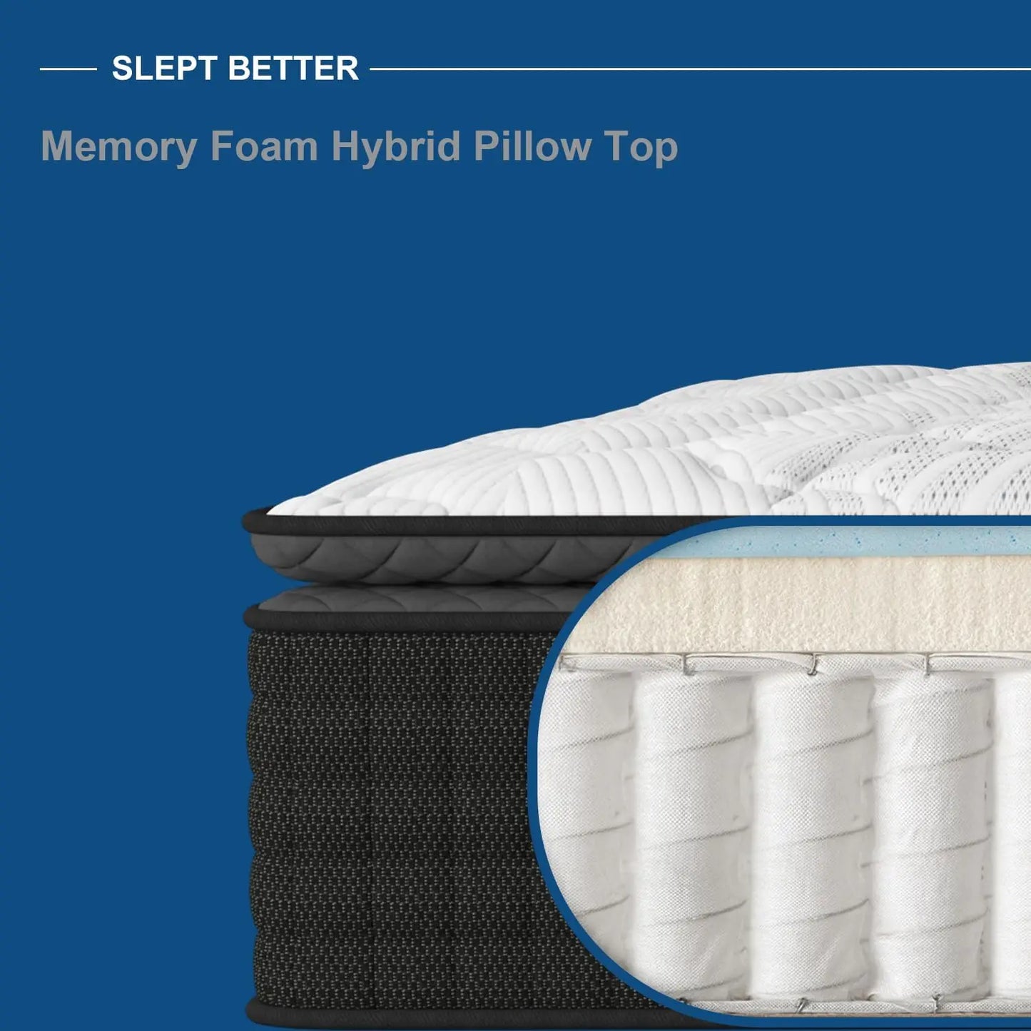 Ljustra Twin 12 Inch Pillow Top Memory Foam Pocket Spring Mattress