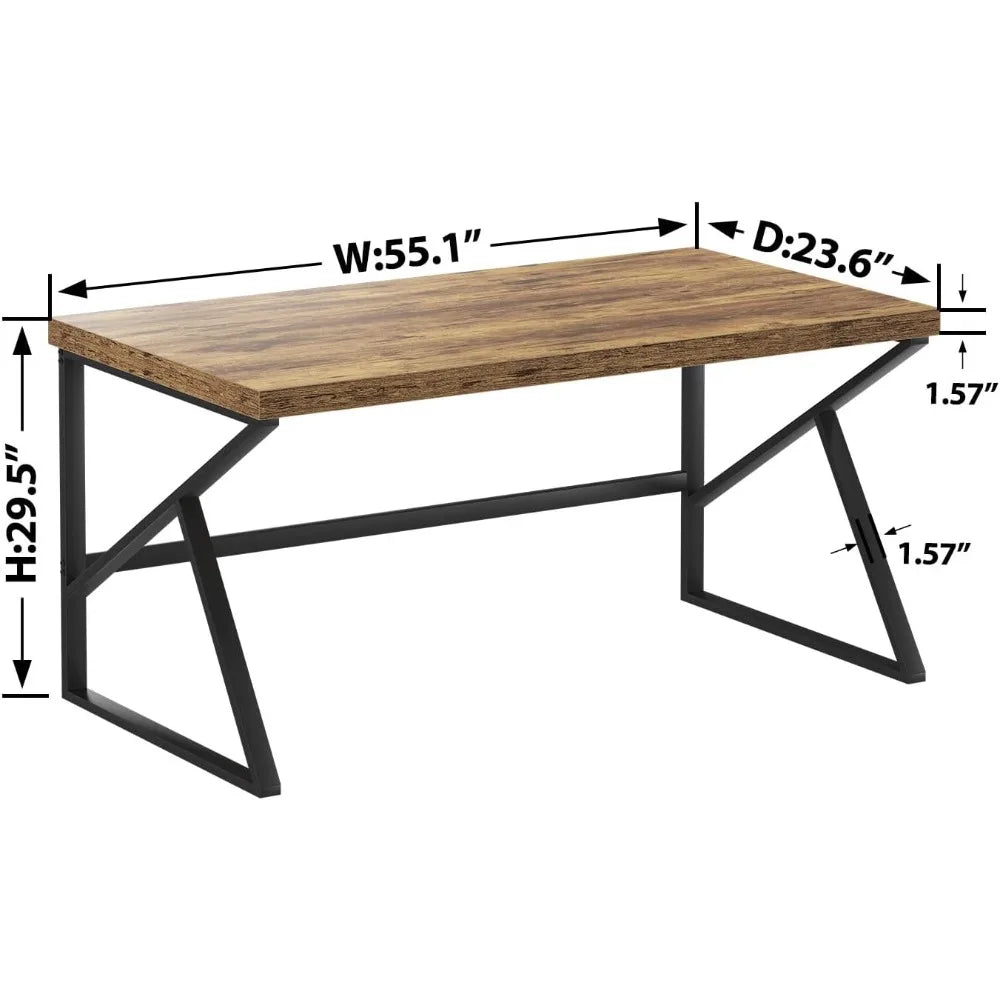 Rustic Brown Industrial Home Office Desk Simple Minimalist Design