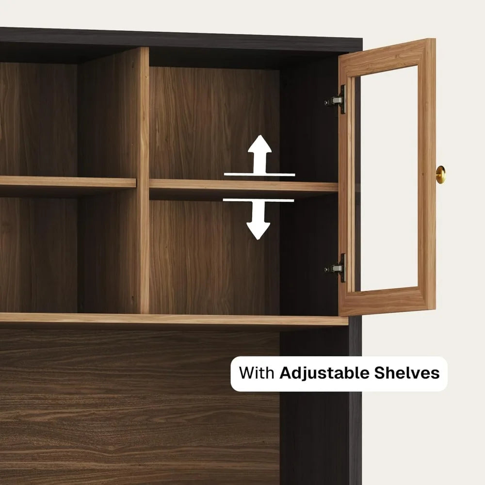 Tall Kitchen Pantry Cabinet Freestanding Hutch Adjustable Shelves Storage