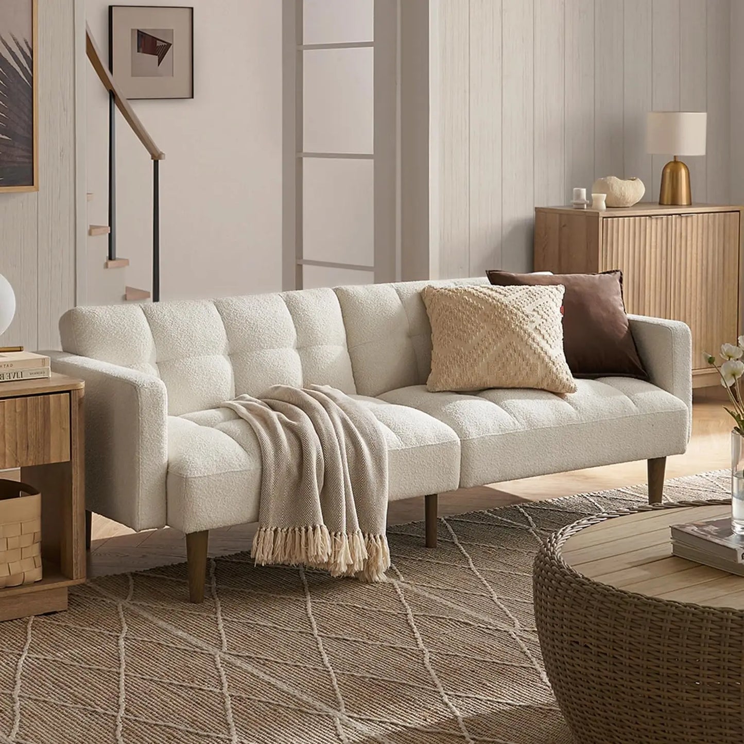 Ljustra 76.8" Modern Couch Sleeper Futon Loveseat Living Room