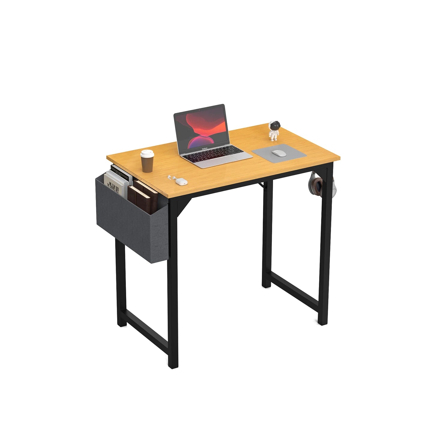 Ljustra Modern Compact Computer Desk with Storage and Headphone Hook