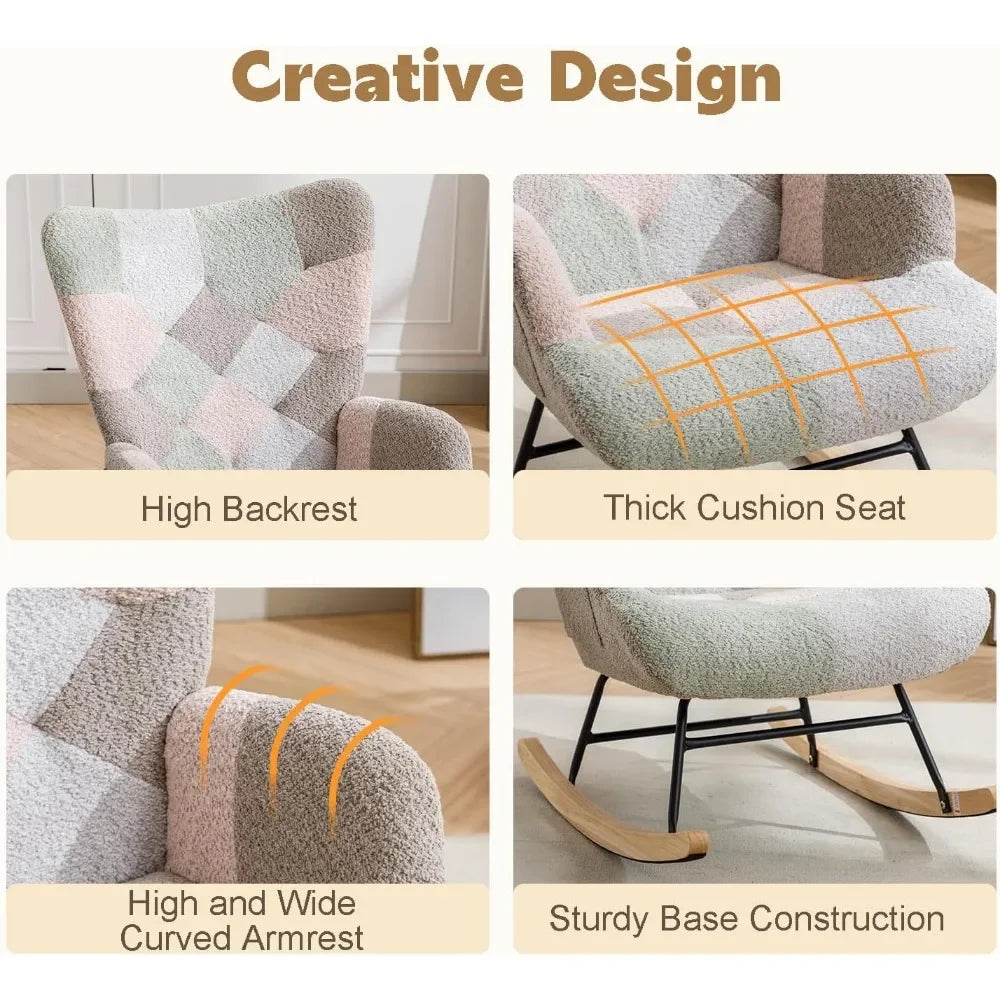 Ljustra Nursery Rocking Chair Teddy Upholstered Glider Accent Chair