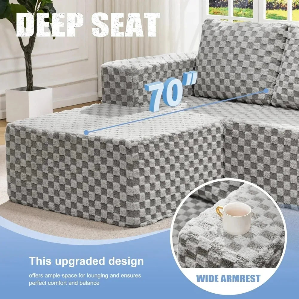 Modular Sectional Sofa Deep Seating Storage Memory Foam 3-Seater Cloud