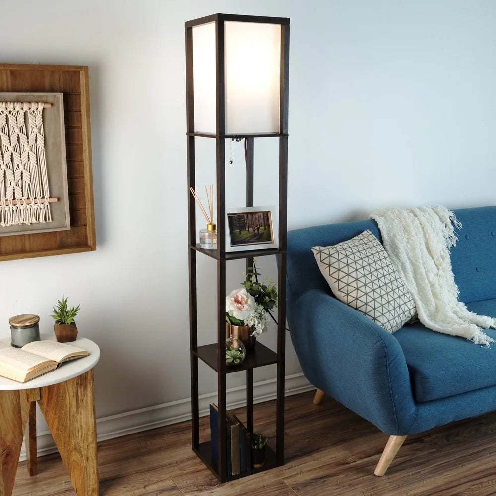 62 Inch LED Floor Lamp with 3 Tier Shelves for Living Room Bedroom Office