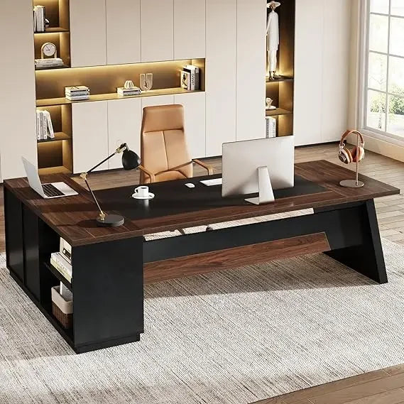 Large L-Shaped Executive Desk Modern Office Furniture with Storage