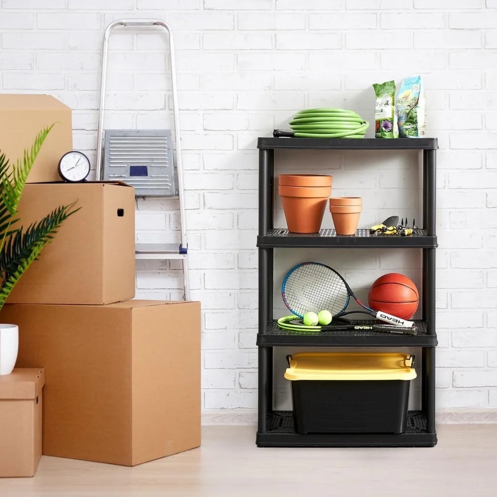 Heavy-Duty 2-Pack XL Storage Shelving 4 Shelves Ventilated Black