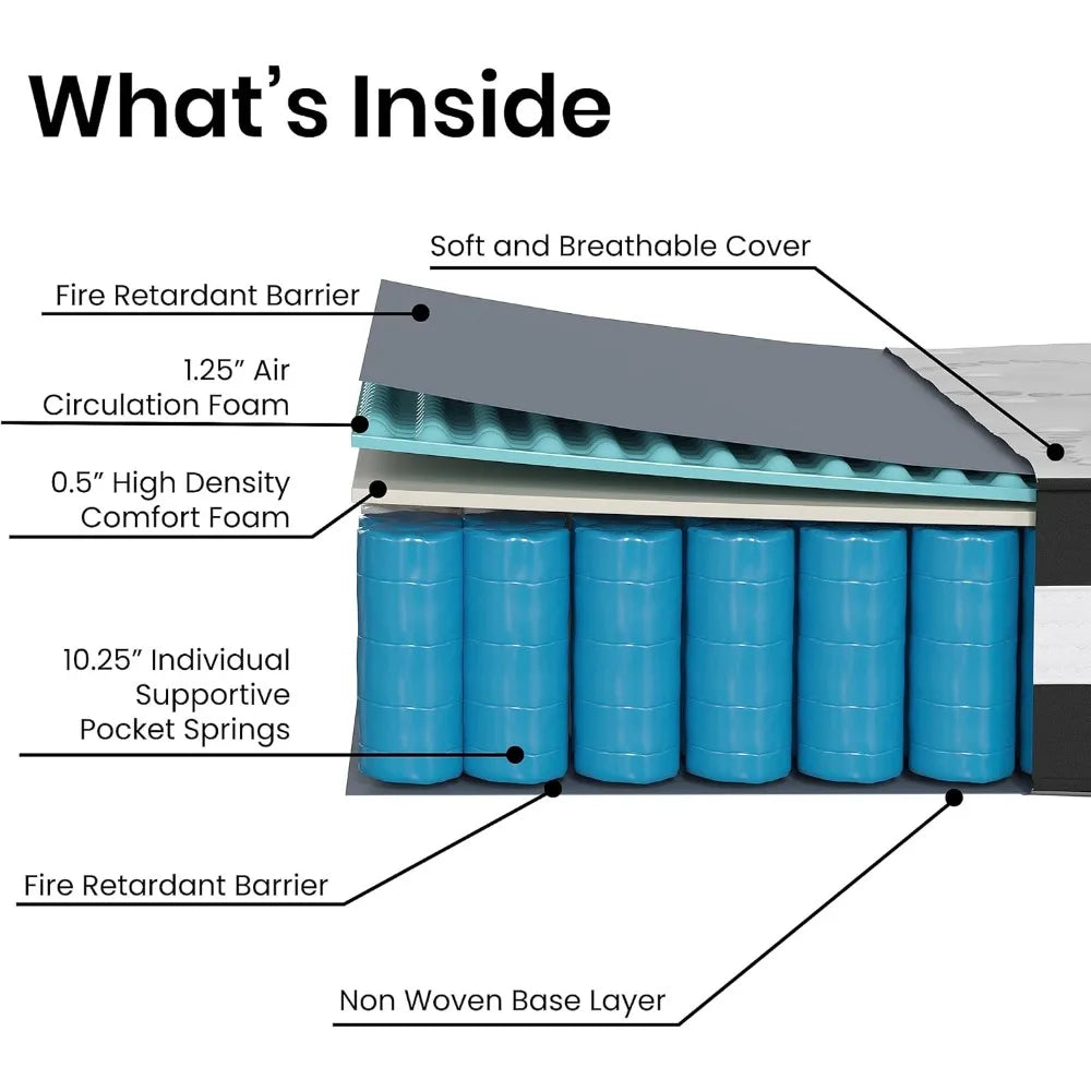 Ljustra Astor 12 Inch Hybrid Pocket Spring Twin Mattress in Box