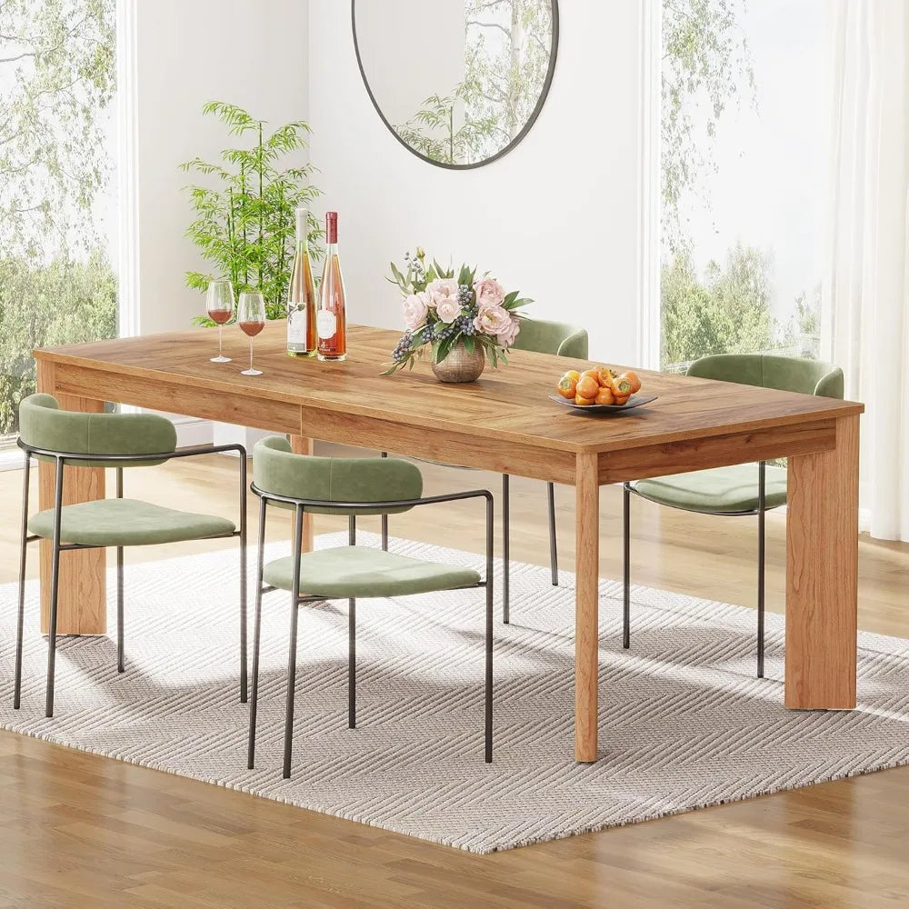 Modern Dining Table for 4-6 People Rectangular Kitchen Table