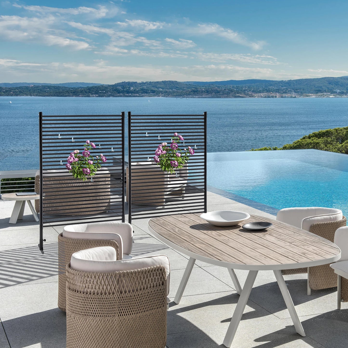 Outdoor Privacy Screens Freestanding Metal Fence Panels 71.26x46.65