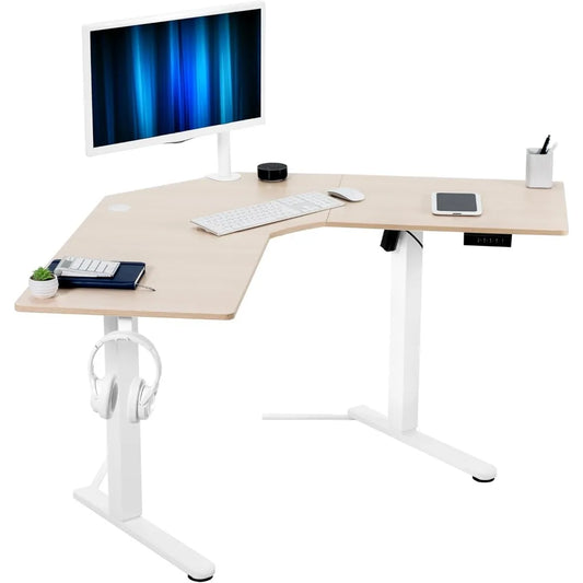 Electric L-Shaped Standing Desk with Memory Height Adjustment 47in