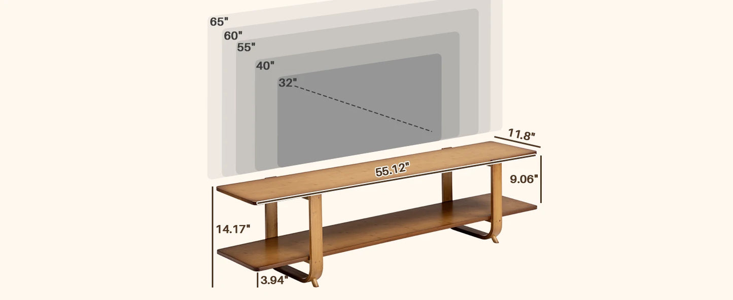 Bamboo TV Stand for 65'' TVs Modern Storage Accent Media Console