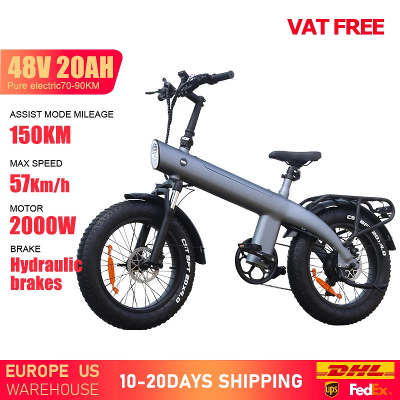 HX Q3 2000W Electric Bike 48V 20AH Off-Road Adult E-Bike 20 Inch