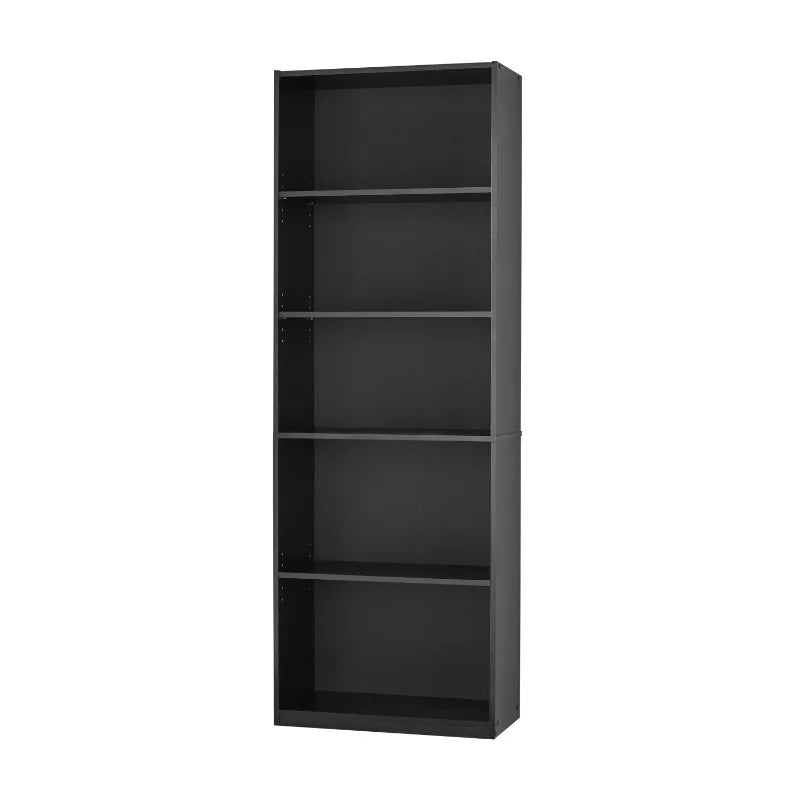 5-Shelf Bookcase Adjustable Shelves Solid Wood Display Storage Unit