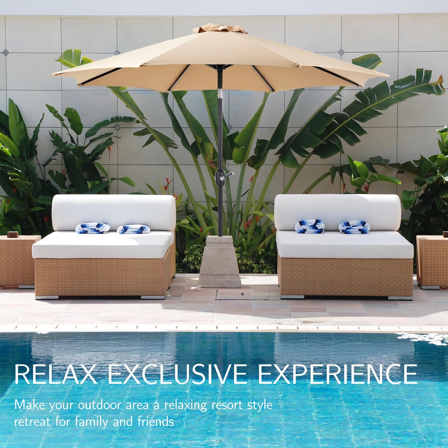 Ljustra Outdoor Patio Umbrella UV Protection Garden Umbrella for Pool