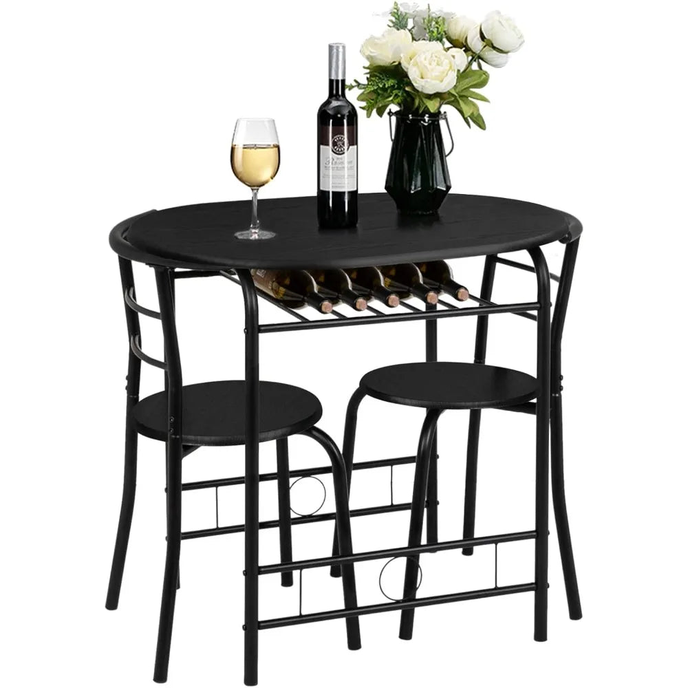Ljustra Small Kitchen Dining Set Table with 2 Chairs for Small Spaces