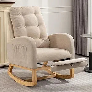Nursery Rocking Chair Teddy Upholstered Glider Chair with Footrest