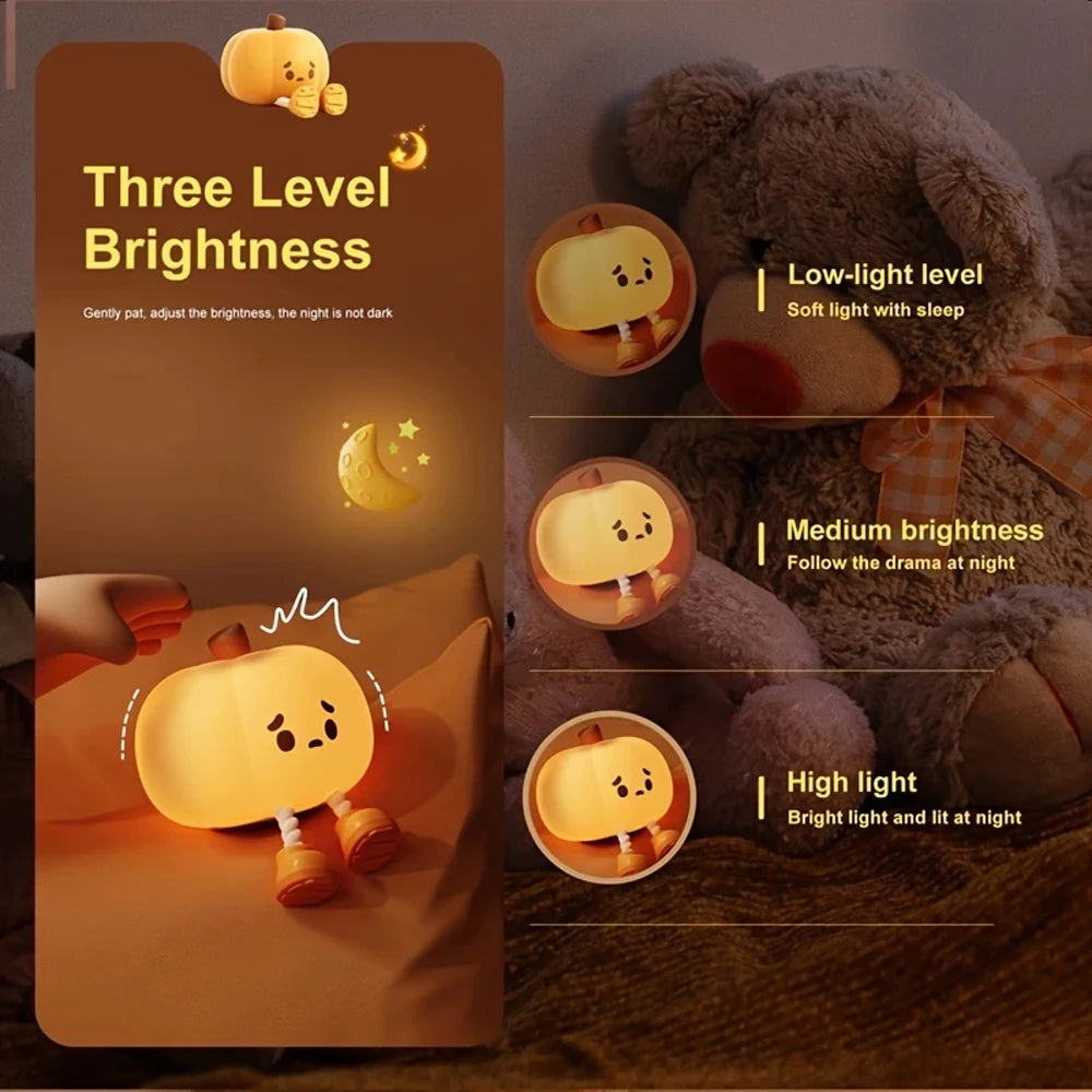 Ljustra Touch Sensor Pumpkin Night Light Rechargeable LED Lamp