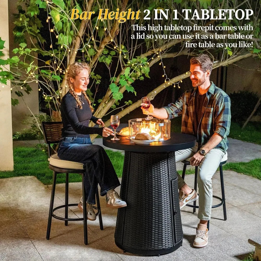 37 Inch Propane Fire Pit Table High Heat Round Gas Firepit Outdoor