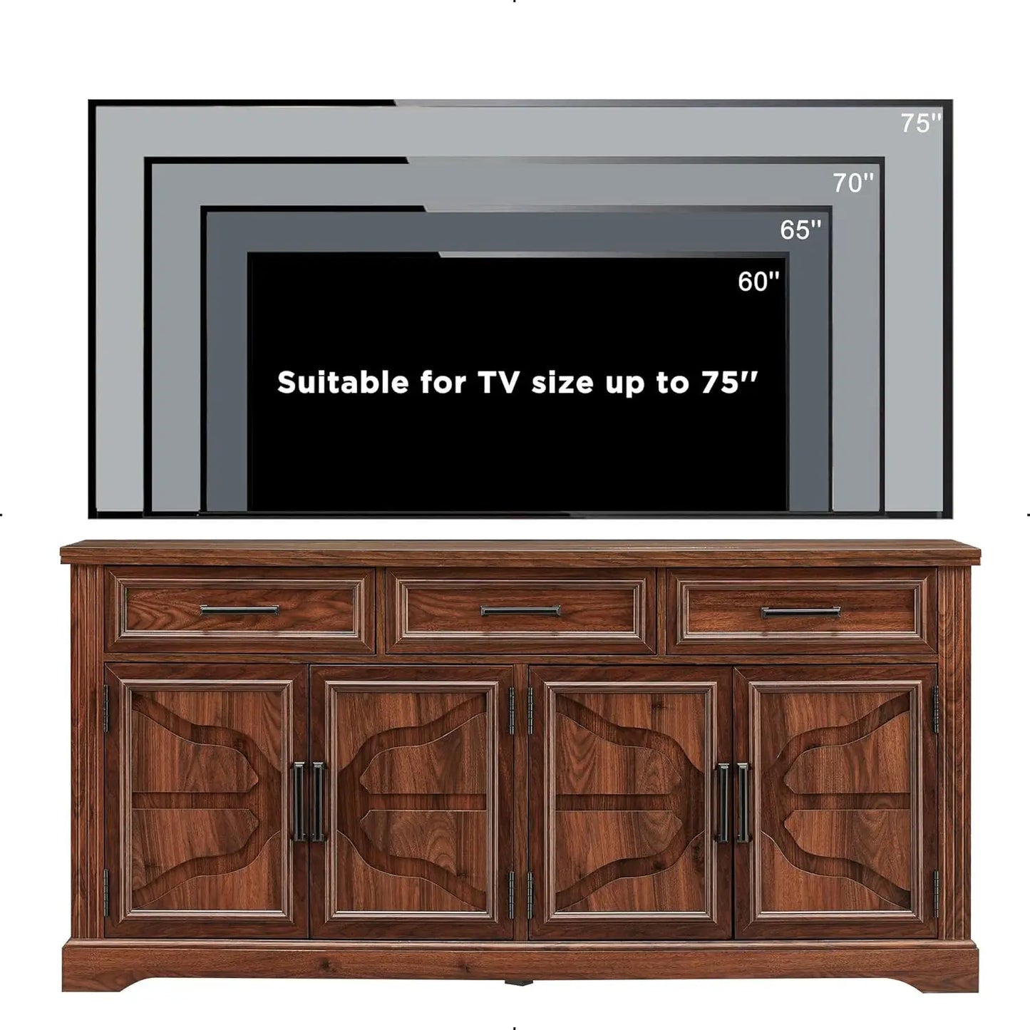 TV Stand for 75 Inch TVs 66 Wide Entertainment Center Media Console