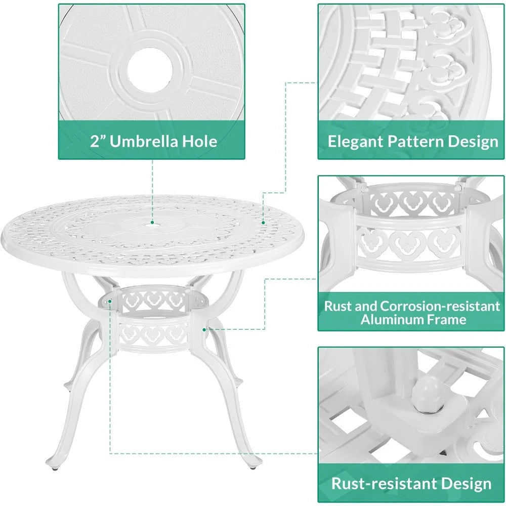 5-Piece Outdoor Patio Dining Set Swivel Chairs Cast Aluminum Furniture