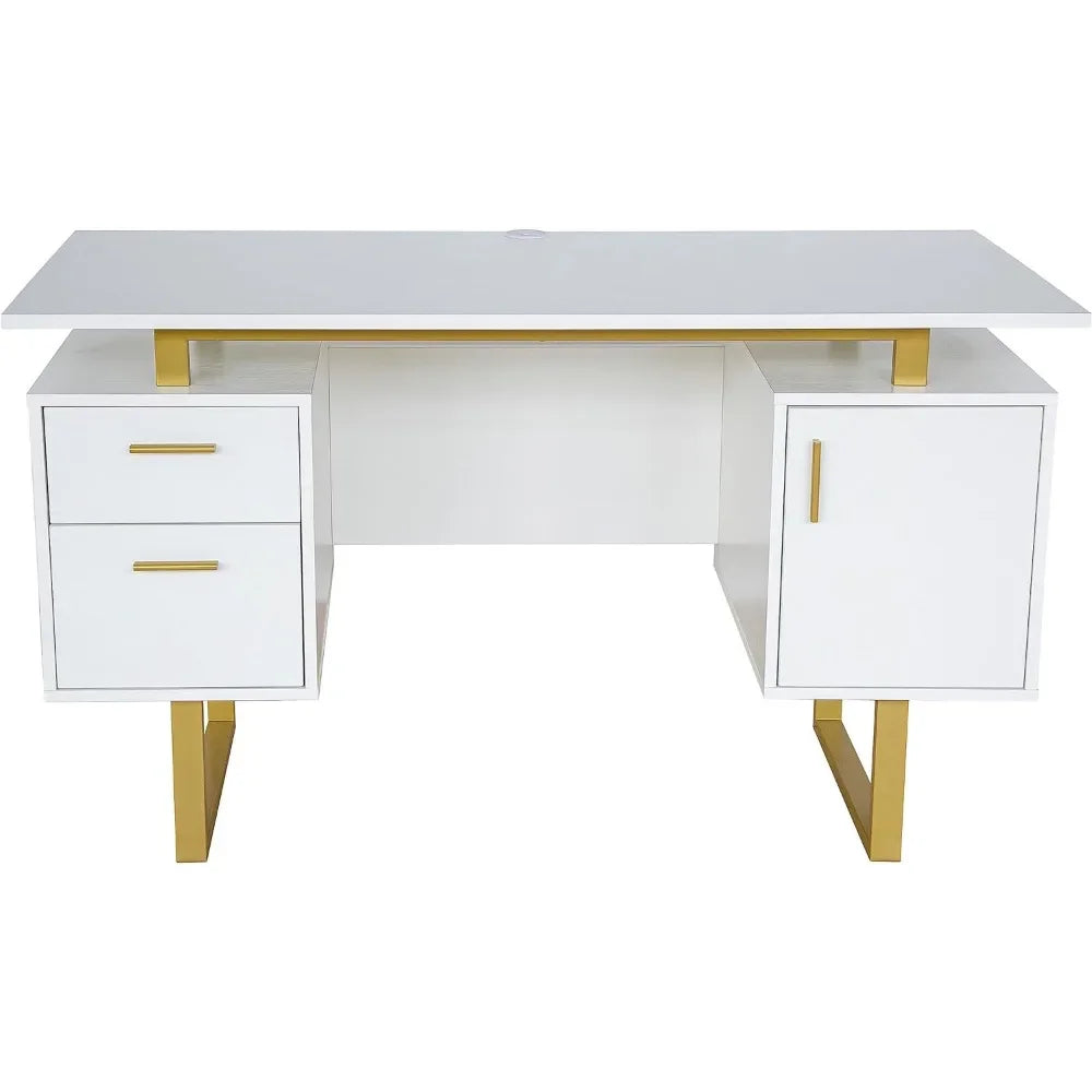 Ljustra Modern Office Desk with Storage Drawers and Cabinet 51.25" Wide