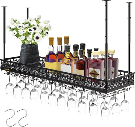 Ceiling Wine Glass Rack Adjustable 46.9 x 13 inch Hanging Wine Rack