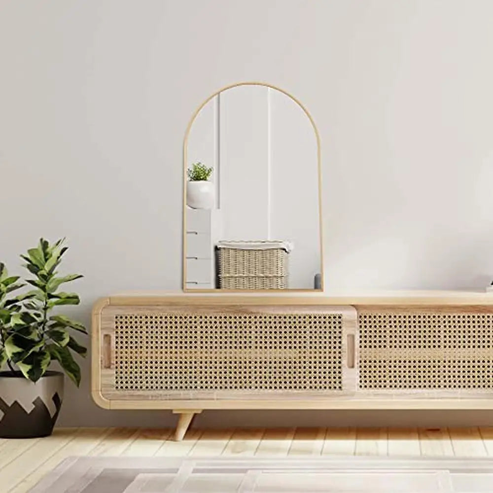 Modern Arched Wall Mirror 20x30 Aluminum Frame Bedroom Decor