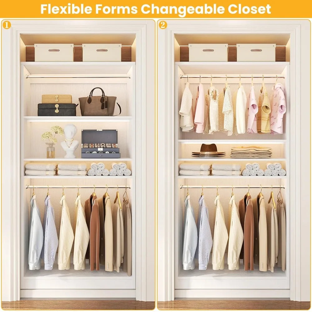 3FT Freestanding Closet Organizer with Adjustable Shelves and Rods