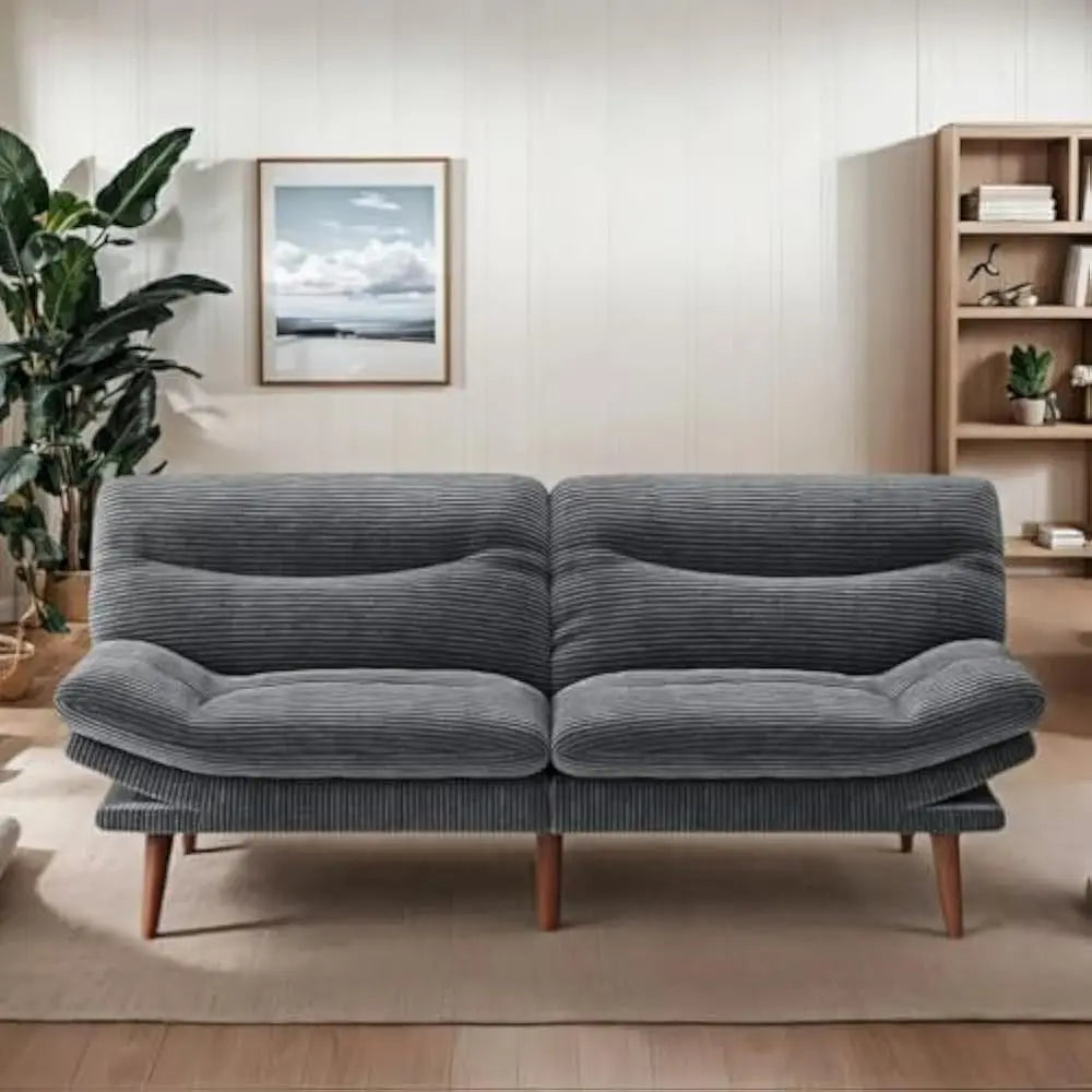 Ljustra 66 Inch Adjustable Backrest Armrests Futon Sofa Bed Sleeper