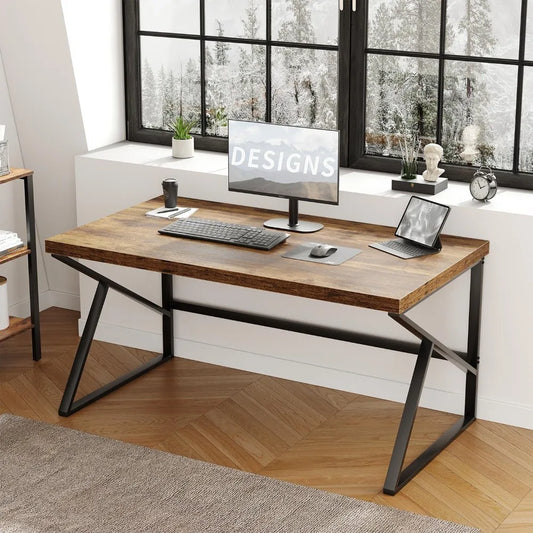 Rustic Brown Industrial Home Office Desk Simple Minimalist Design