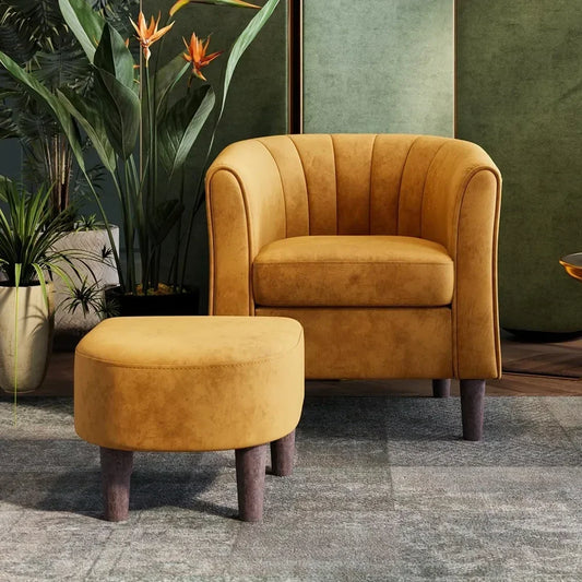 Ljustra Velvet Barrel Accent Chair Modern Comfy Reading Chair Living Room