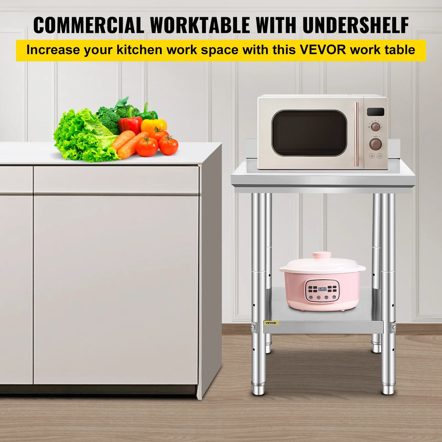 Ljustra Stainless Steel Kitchen Work Table Commercial Catering Prep 330LBS