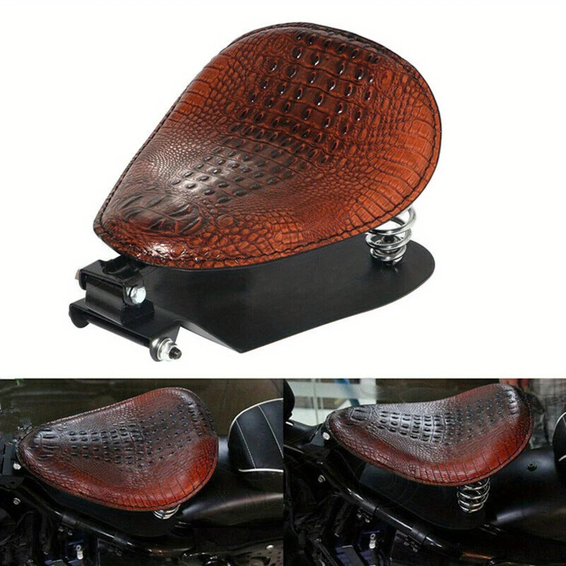 Motorcycle PU Leather Solo Seat with Base for Honda Suzuki Sportster