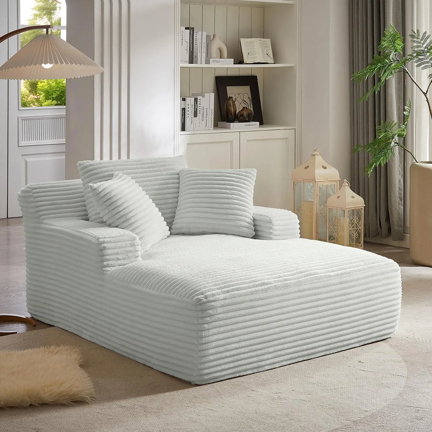 Ljustra 50 Inch Oversized Chaise Lounge Chair Indoor Sofa Bed with Pillows