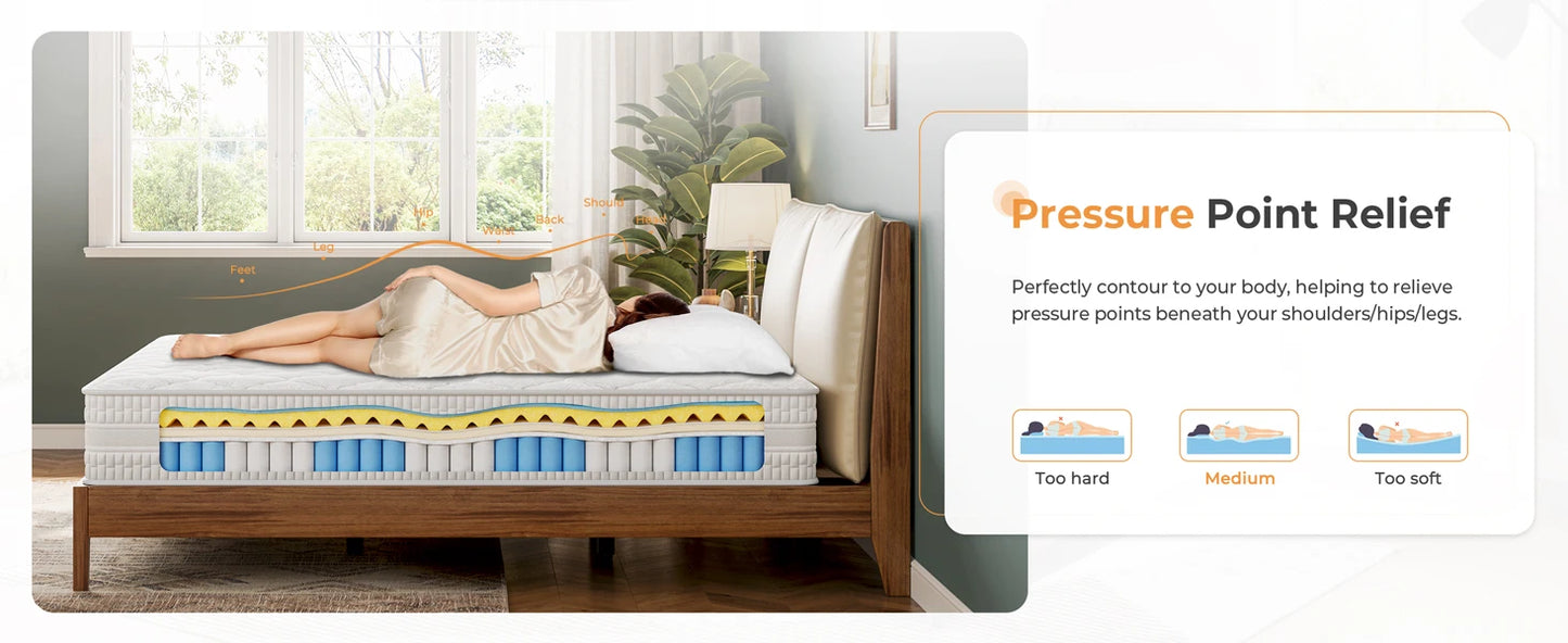 Ljustra Hybrid Queen Size Mattress Gel Memory Foam Pocket Spring